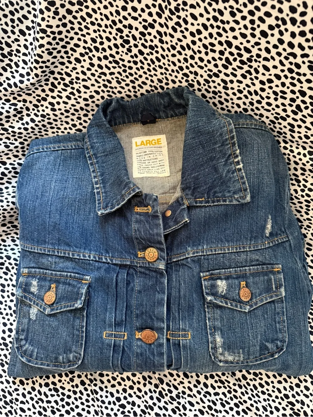 J. Crew Vintage Dark Blue Distressed Denim Jacket